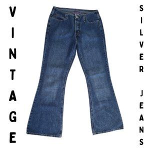 SILVER Flare Leg Blue Denim Jeans Vintage 1990's 100% Cotton - Women's 32